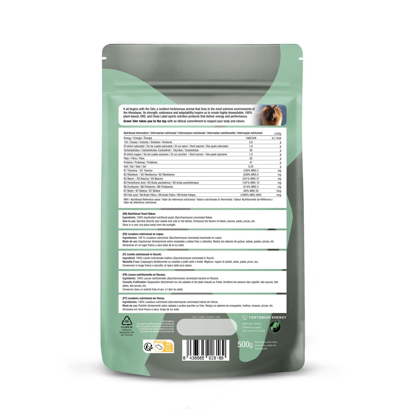 LEVADURA NUTRICIONAL Copos: (500 g) XXL Pack GT 8436565926189
